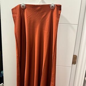 BNWT J.Crew Gwyneth slip skirt, Rust color satin, Size Small